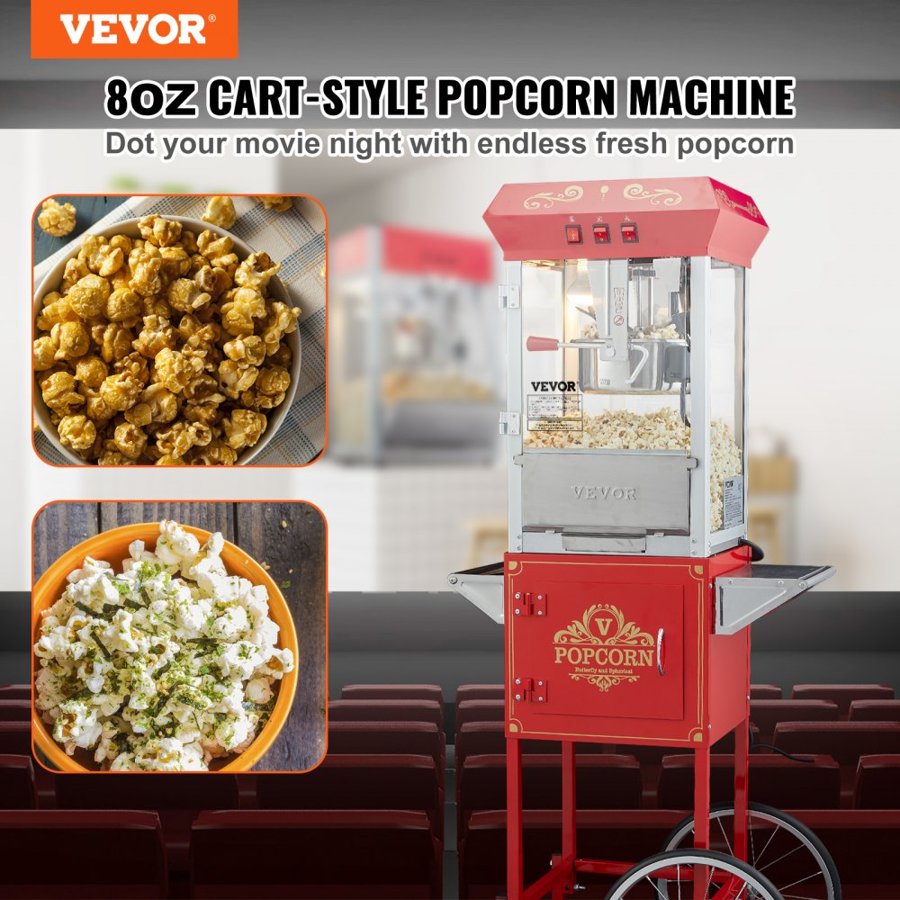 VEVOR Commercial Popcorn Popper Machine – 850W, 48 Cups