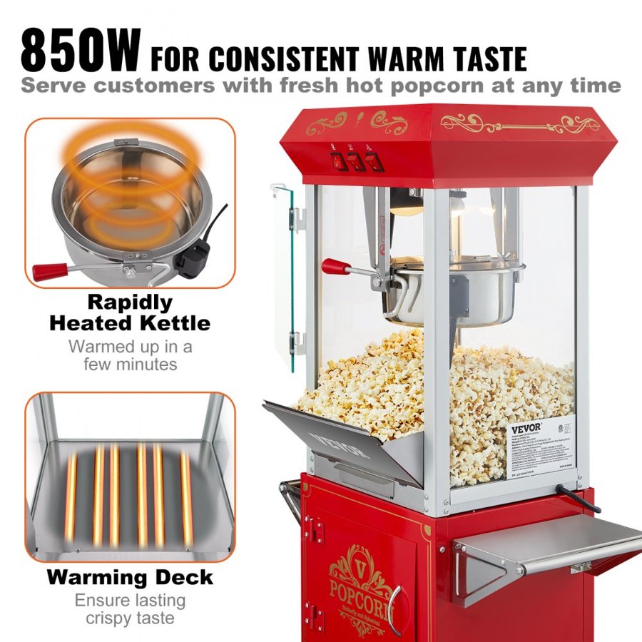 VEVOR Commercial Popcorn Popper Machine – 850W, 48 Cups