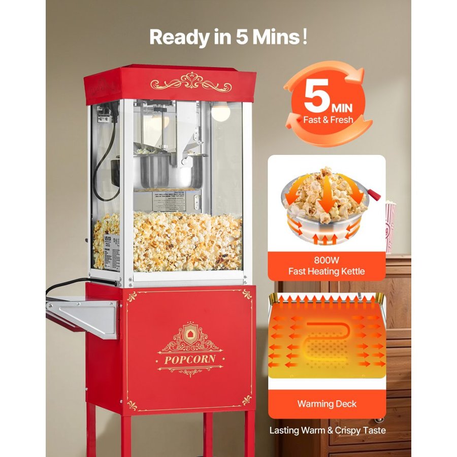 VEVOR Theater Style Popcorn Maker – 800W, 48 Cups/Batch