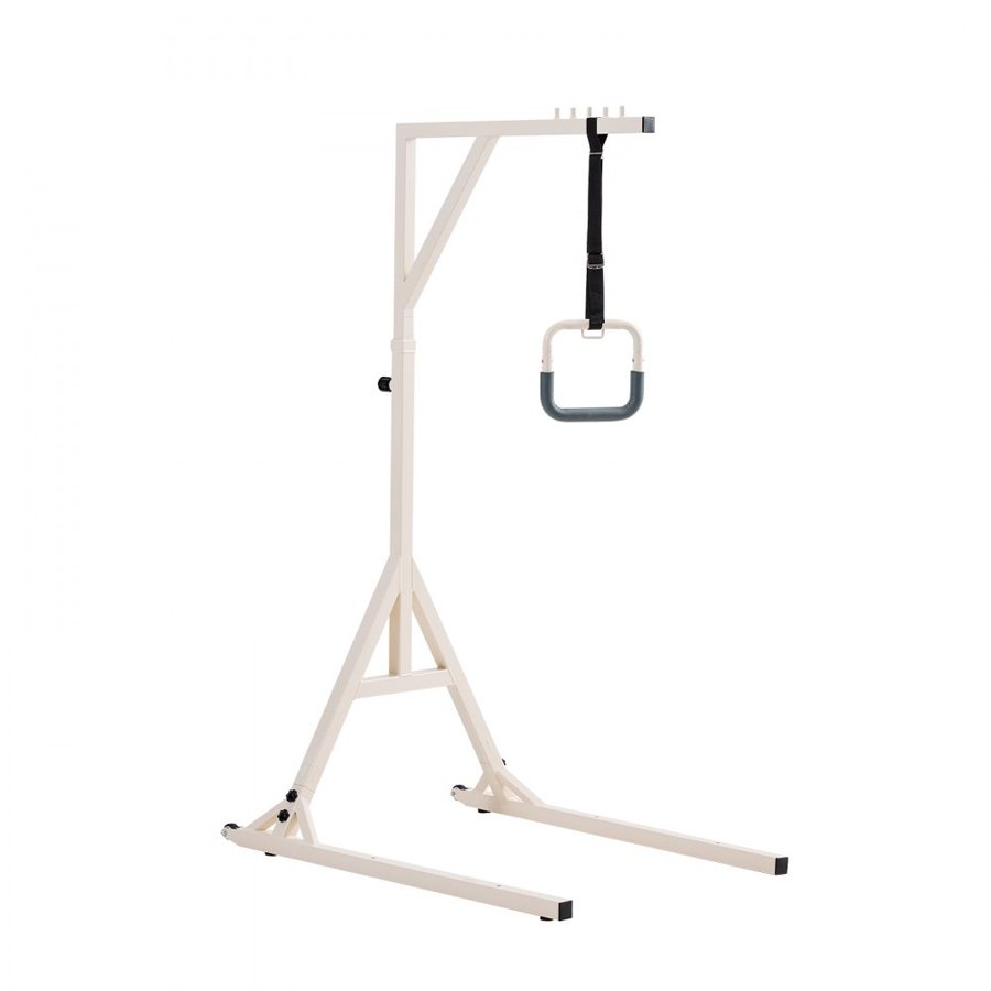 VEVOR Trapeze Bar for Bed Mobility, Height-Adjustable Bed Trapeze with 2 Casters, 350LBS Weight Capacity Heavy Duty Pull Up Assist Bar with Floor Stand for Elderly, Disabled, Bedridden Patients