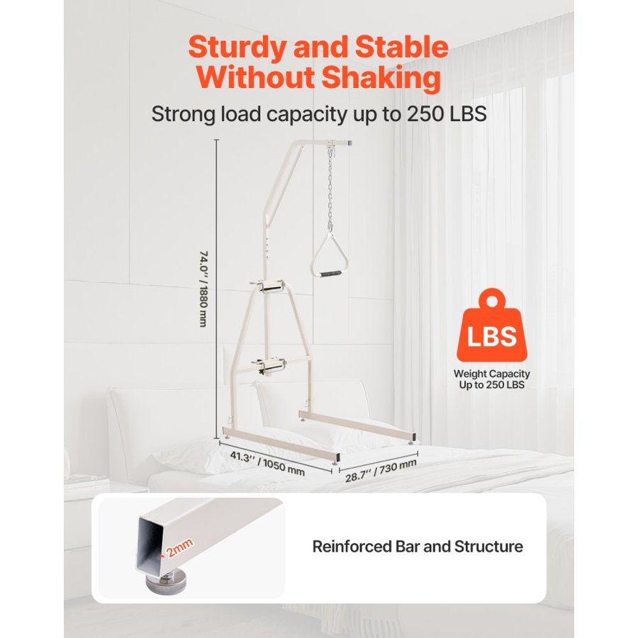 VEVOR Bed Trapeze Bar – 250 lbs Capacity, Q195 Steel Frame