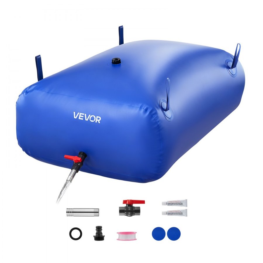 VEVOR Water Storage Bladder, 330L Portable & Collapsible Water Storage Bag, Wear-Resistant 1000D PVC Soft Waters Bag, Leakproof Camping Tank Containers for Garden Irrigation RV Emergency Use, Blue