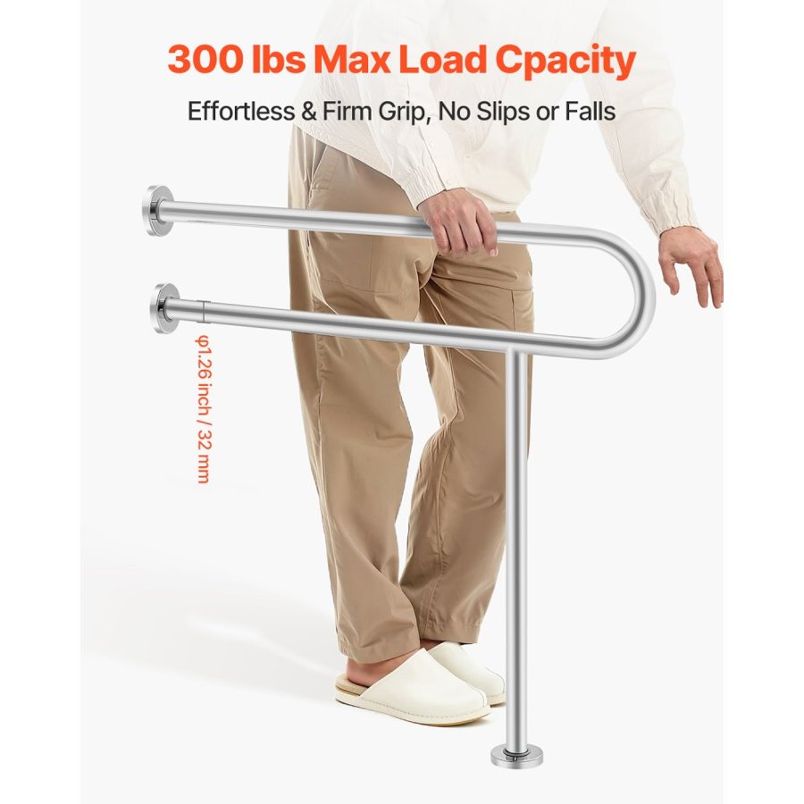 VEVOR U Shaped Grab Bar – 31.5 in, 300 lbs, Stainless Steel