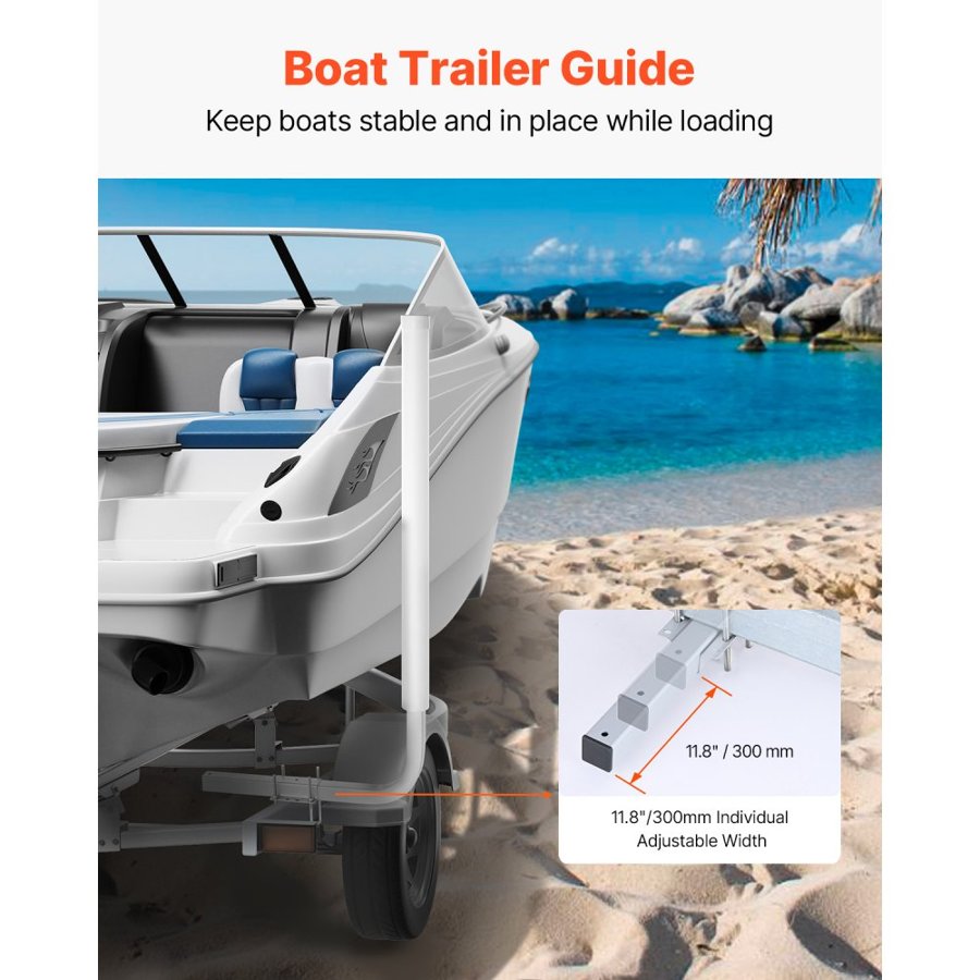 VEVOR Boat Trailer Guide, 1016mm Adjustable Design Trailer Guide Poles, 2PCS High-Hardness Steel Trailer Guide-Ons, Trailer Guides with PVC Pipe Posts, for Ski Boat, Fishing Boat or Sailboat Trailer