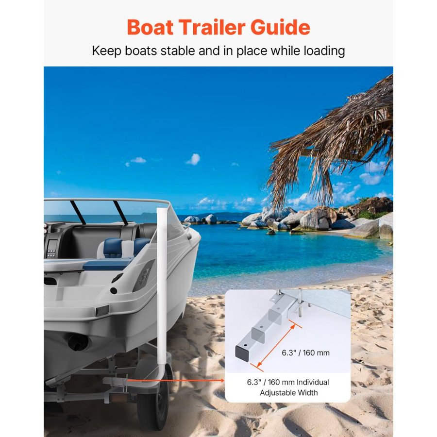 VEVOR Boat Trailer Guide, 1219.2mm Adjustable Design Trailer Guide Poles, 2PCS High-Hardness Steel Trailer Guide-Ons, Trailer Guides with PVC Pipes, for Ski Boat, Fishing Boat or Sailboat Trailer