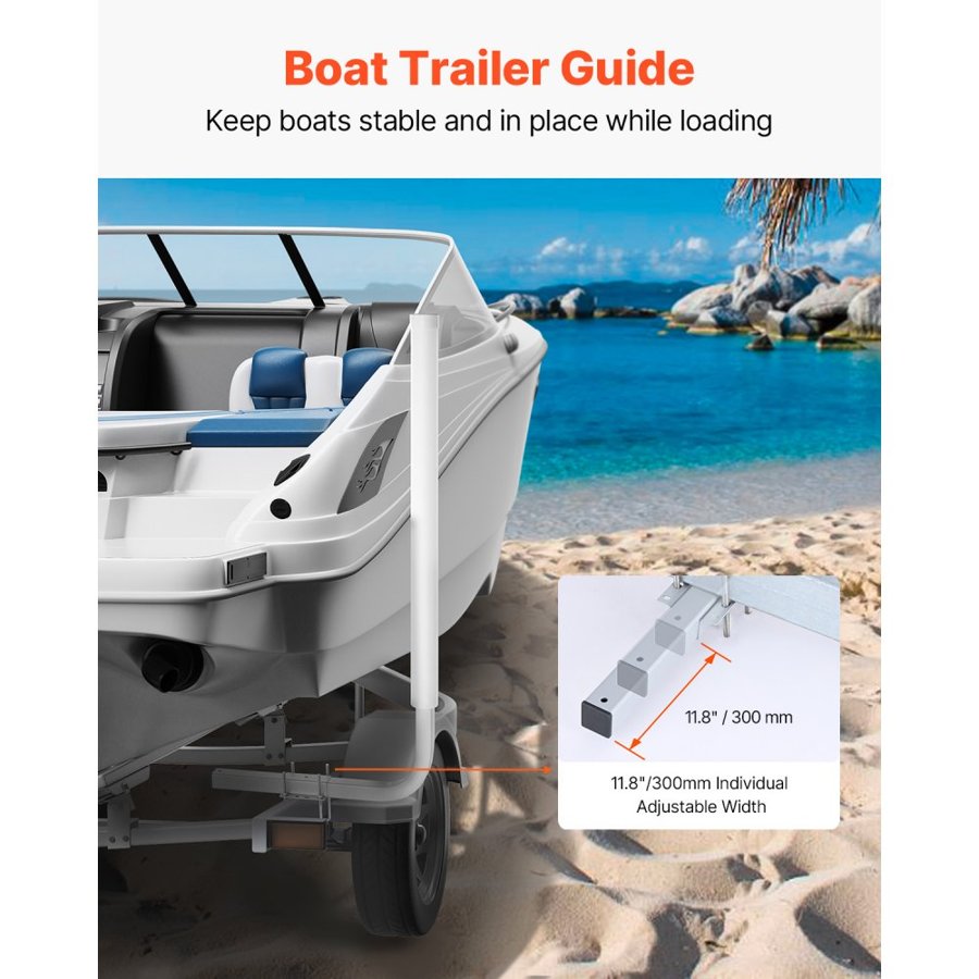 VEVOR Boat Trailer Guide, 1524mm Adjustable Design Trailer Guide Poles, 2PCS High-Hardness Steel Trailer Guide ons, Trailer Guides with PVC Pipes, for Ski Boat, Fishing Boat or Sailboat Trailer