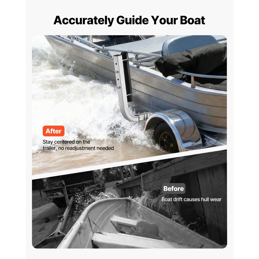 VEVOR Boat Trailer Guides, 470 mm/520 mm Height Adjustable Trailers Guide, 2PCS Thickened High-Duty Steel Trailer Guide-Ons with Smooth Roller Guidance, for V-Hull Boats, Small to Mid-Size Boats