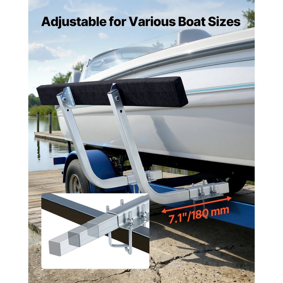 VEVOR Boat Trailer Guides, 425 mm/475 mm Height Adjustable Trailers Guide, 2PCS Thickened Steel Trailer Guide-Ons with Thick Support Pads, Fits L-Beam, Box or C-Channel Bunk-Style Pontoon Trailers