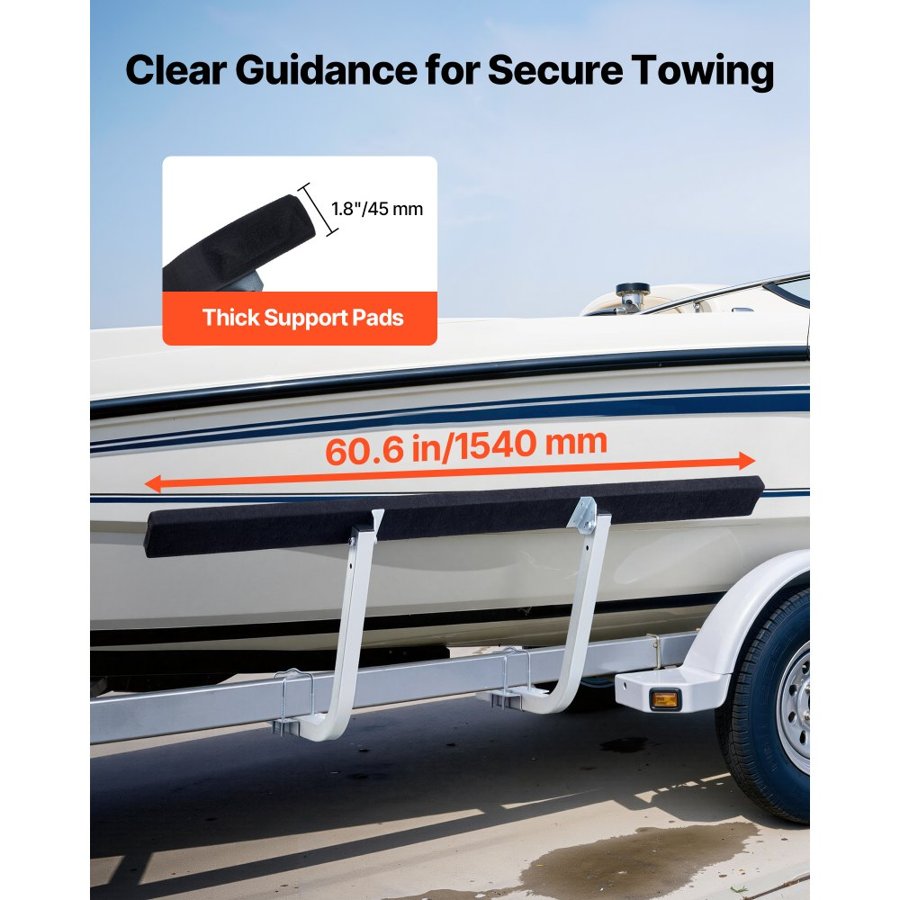 VEVOR Boat Trailer Guides, 425 mm/475 mm Height Adjustable Trailers Guide, 2PCS Thickened Steel Trailer Guide-Ons with Thick Support Pads, Fits L-Beam, Box or C-Channel Bunk-Style Pontoon Trailers