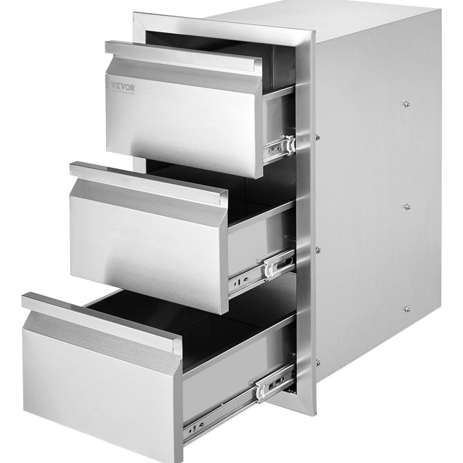 VEVOR 201 Stainless Steel Triple Access Drawer Outdoor Kitchen BBQ Island 48.3 cm x 66 cm
