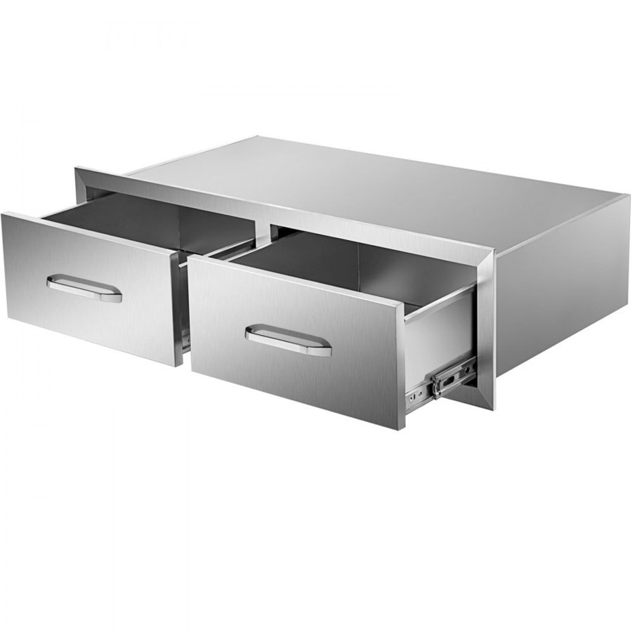 VEVOR Outdoor Kitchen Drawers 30\" W x 10\" H x 20\" D, Horizontal Double BBQ Access Drawers Stainless Steel with Handle, BBQ Island Drawers for Outdoor Kitchens or Patio Grill Station