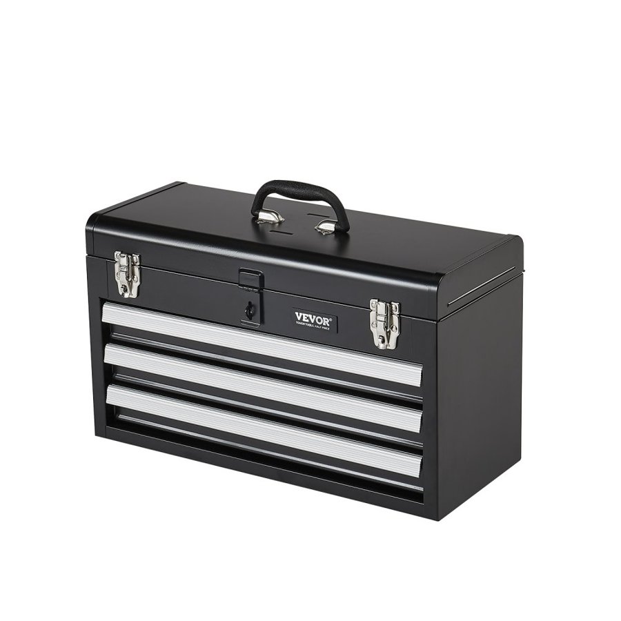 VEVOR 3 Drawer Portable Tool Box – 20.5 Inch, Metal Chest