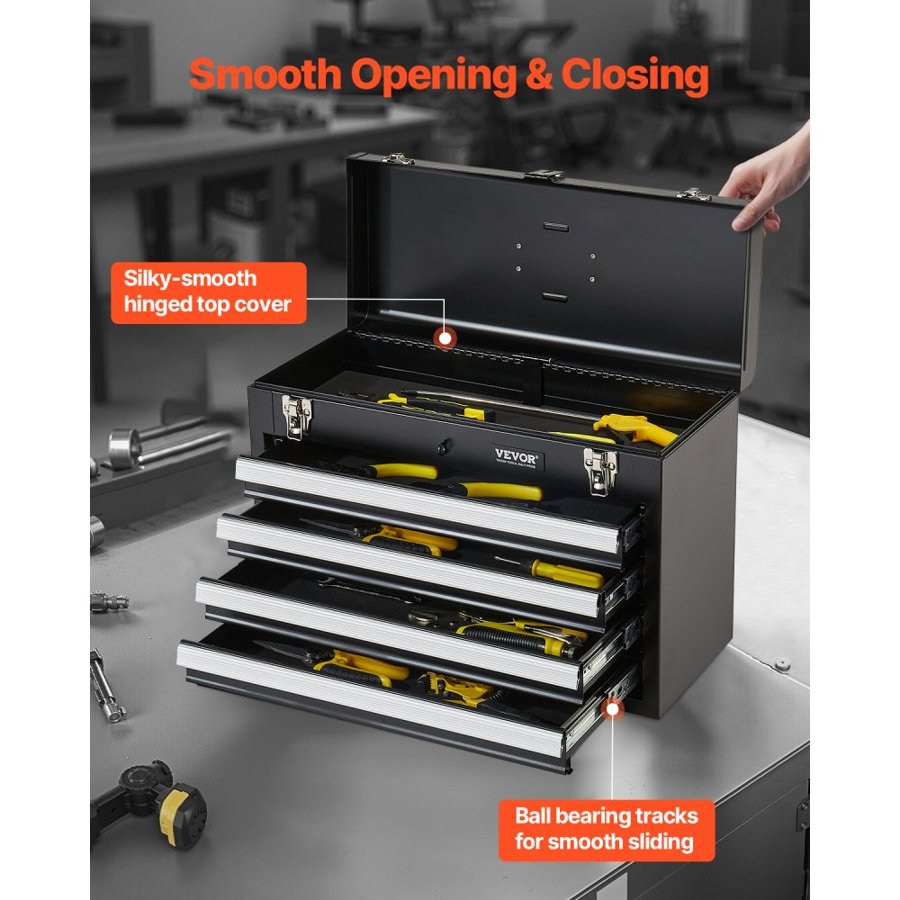 VEVOR Small Metal Tool Box with Drawers – 20.5" Portable