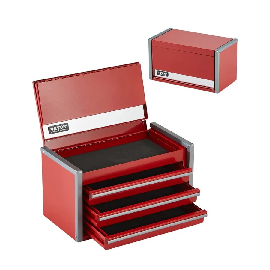 VEVOR 3 Drawer Metal Tool Box – 8.6", Compact Steel