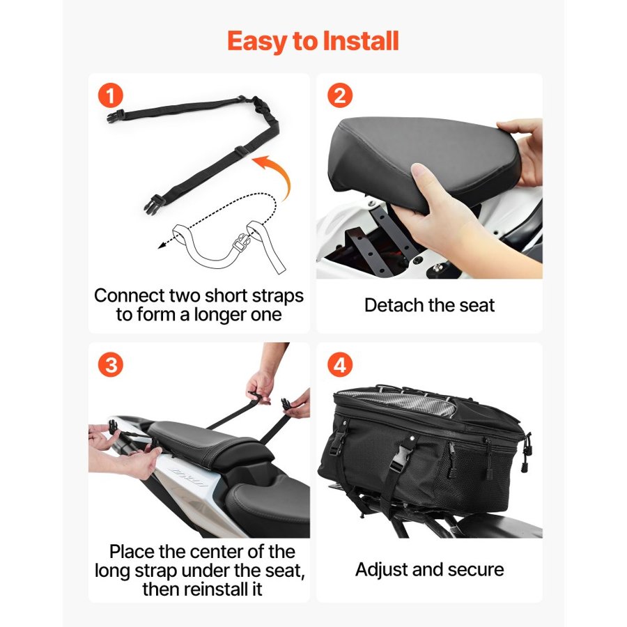 VEVOR Motorcycle Tail Bag Waterproof – 22–34 L Capacity