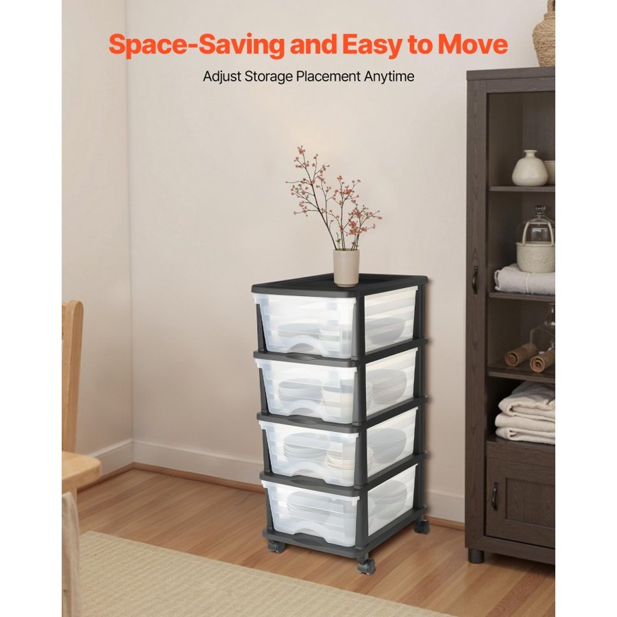 VEVOR 4 Drawer Plastic Storage With Wheels – Dress Organizer
