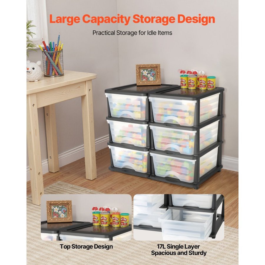 VEVOR 6 Drawer Storage Organizer – 2 Pack, Versatile Layout
