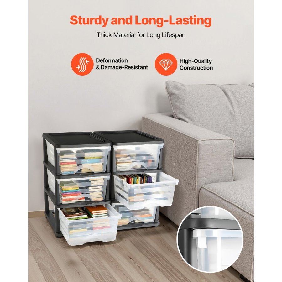 VEVOR 6 Drawer Storage Organizer – 2 Pack, Versatile Layout