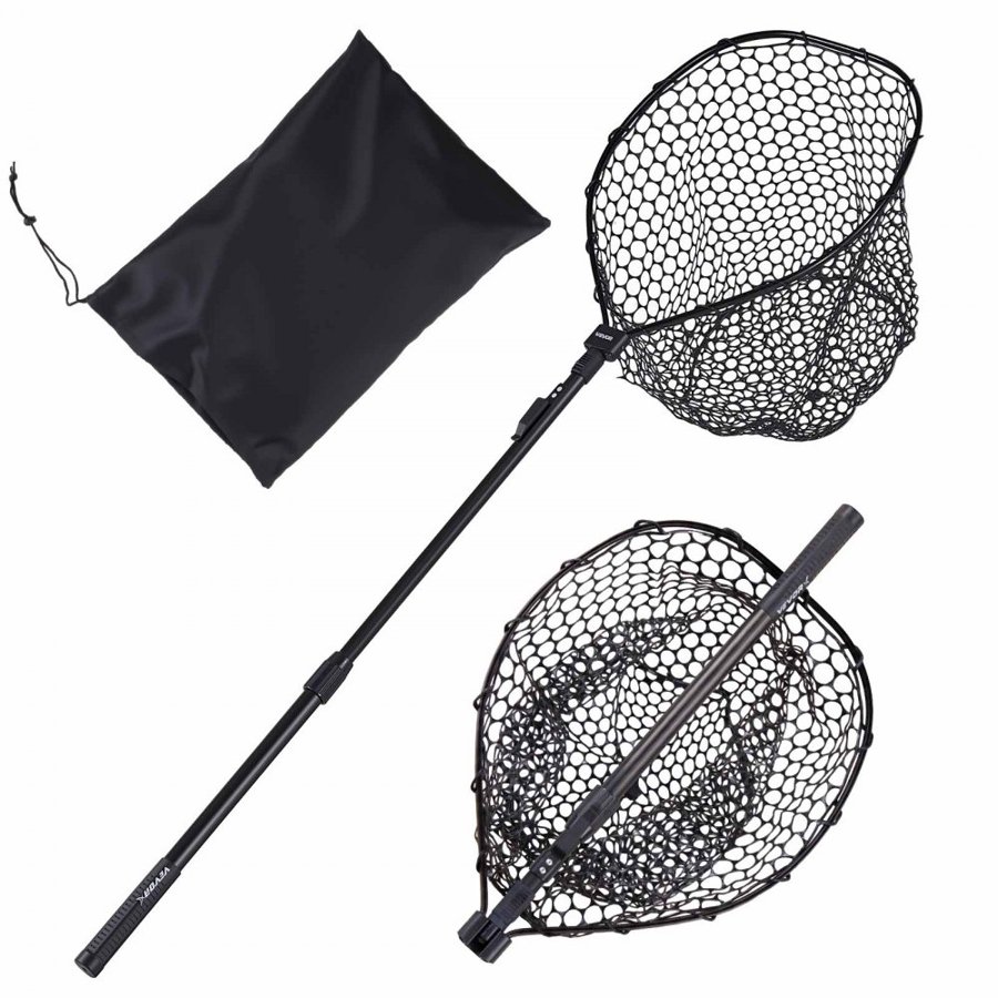 VEVOR Fishing Net, Foldable Landing Nets with Telescopic Handle, Portable Lightweight and Stronger 6063 Aluminum Fish Gear, Soft Silicone Fish-Friendly Mesh, for Kayak, Boat, Bank, Pond, Gifts for Men