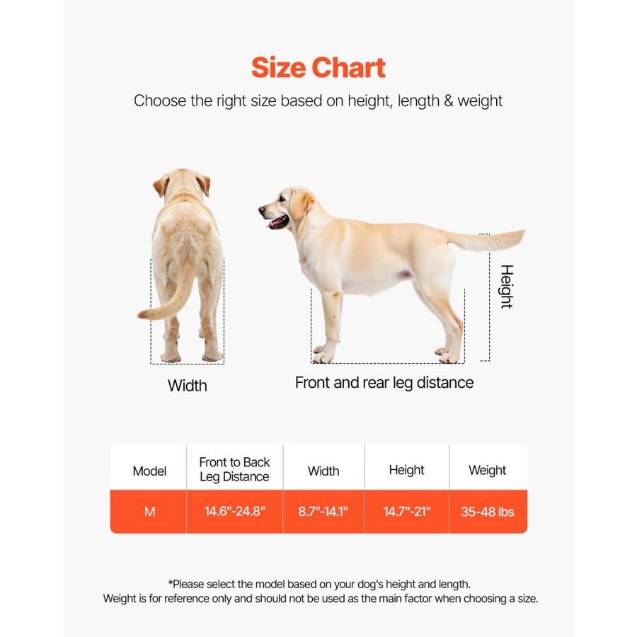 VEVOR Dog Wheelchair for Back Legs – 15.8–21.7kg, 2 Wheels