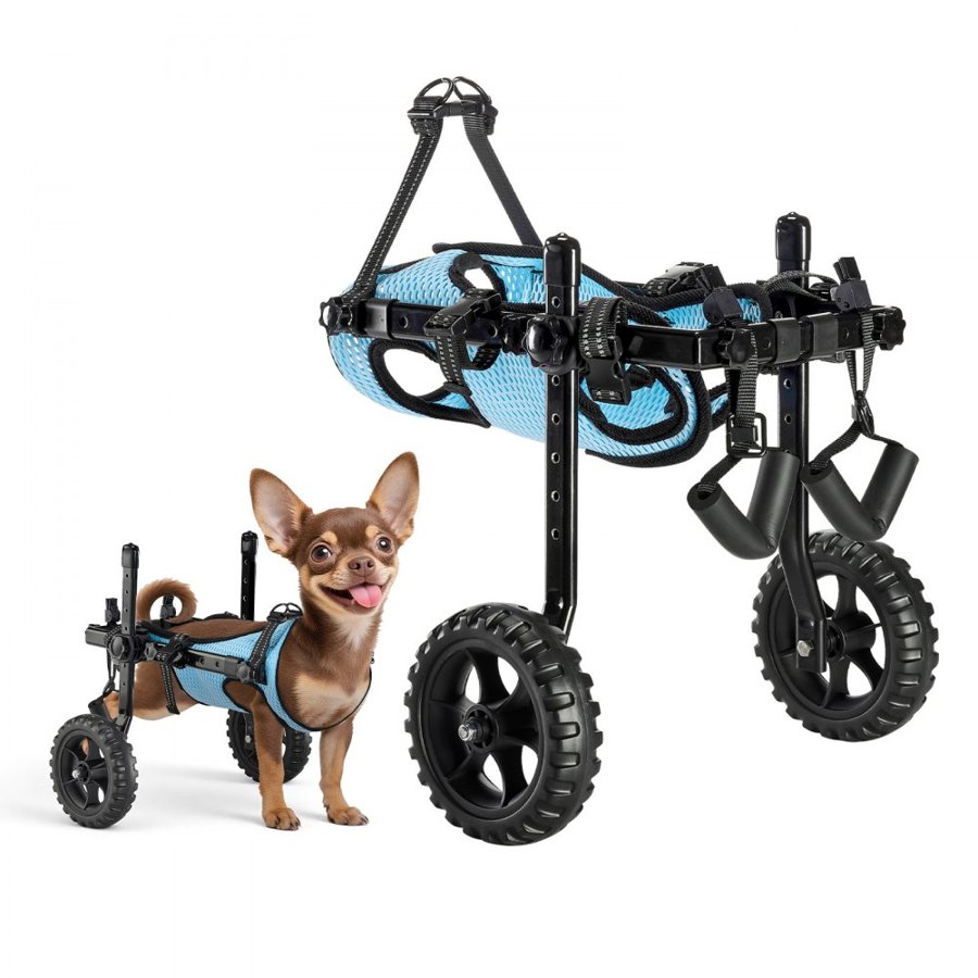 VEVOR Dog Wheelchair for Back Legs, Adjustable 2 Wheels Pet Wheelchair, Lightweight  Dog Cart with Shock-Absorbing Wheels, Mobility Support Wheel Chair for Disabled Injured Dogs up to 10kg , X-Small