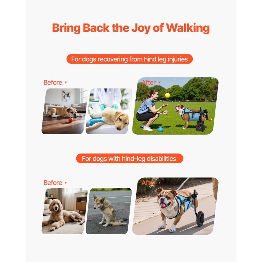 VEVOR Back Leg Wheels for Dogs – 33 Lbs, Adjustable