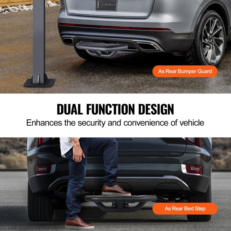VEVOR Hitch Step for 2 Inch Receiver, Strong Steel Construction with 350 LBS Load Capacity, Rear Bumper Guard Protector with Pin Lock and Stabilizer, Universal Fit for Truck, SUV, Pickup, Trailer