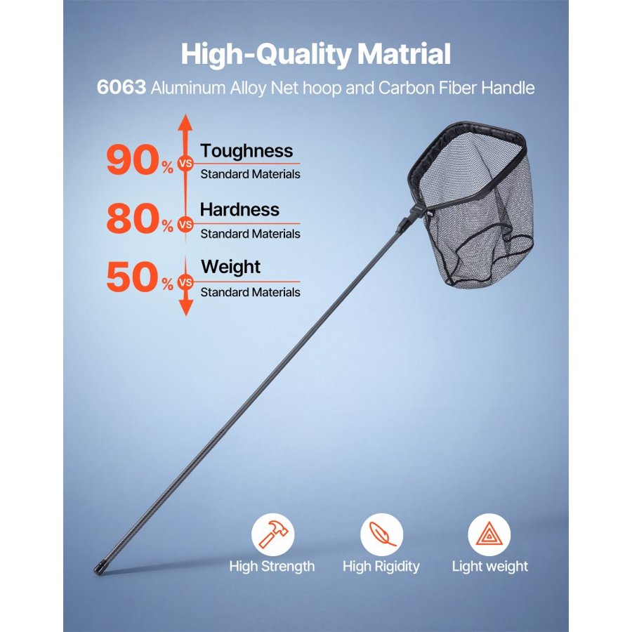 VEVOR Foldable Fishing Landing Net – 73.6 in, 8.8 lbs
