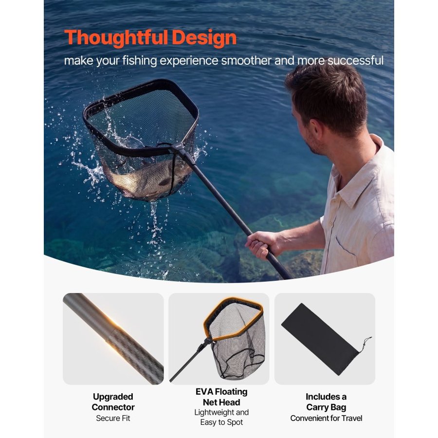 VEVOR Foldable Fishing Landing Net – 73.6 in, 8.8 lbs