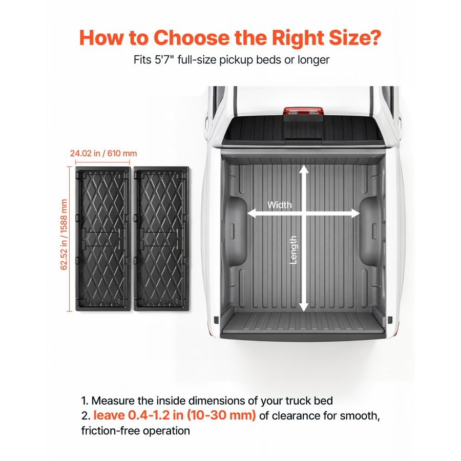 VEVOR Slide-Out Truck Bed Cargo Tray 226.8kg Capacity Fit 5'7" Beds&Longer, Heavy-Duty Bed Slide, for Full-Size Pickup Trucks, Durable HDPE Material, Easy Tailgate Access, Sliding Storage Organizer