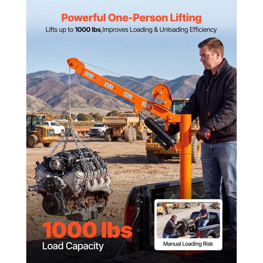 VEVOR Truck Hitch Mounted Crane – 453.6 kg, 360° Boom