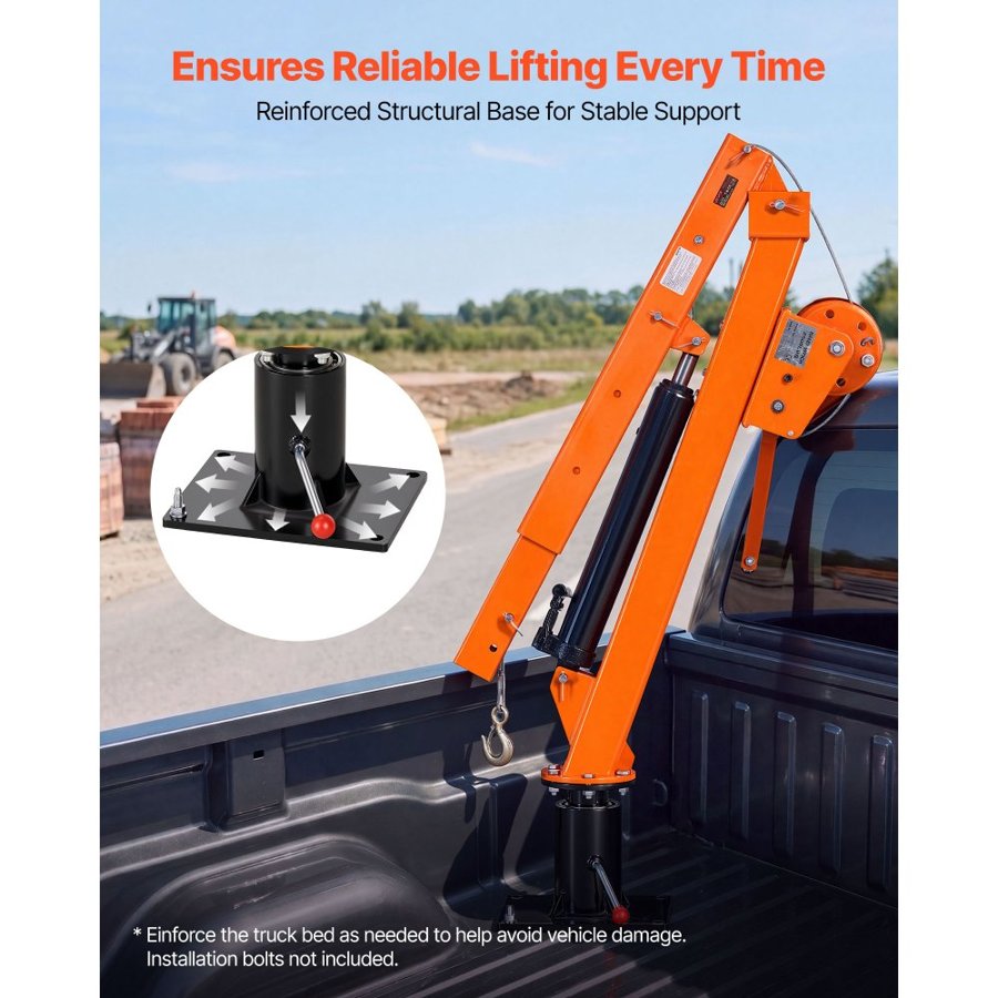 VEVOR Manual Truck Crane – 907.2 kg, 12T Jack, 360° Boom