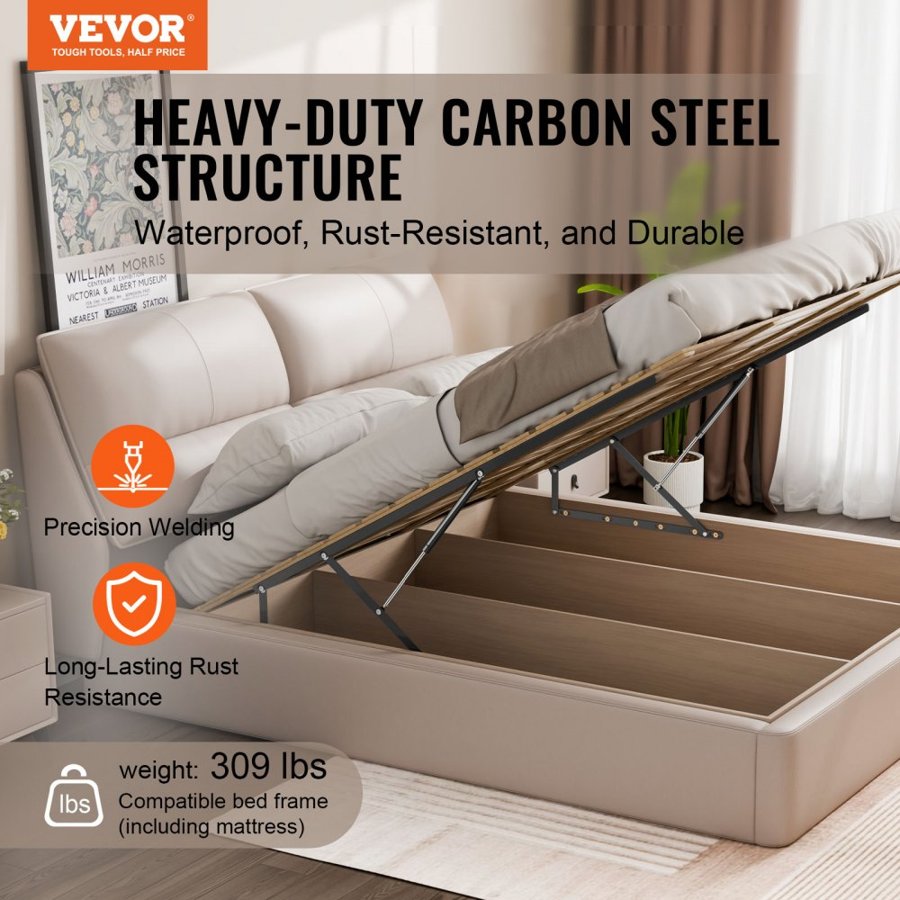 VEVOR Mechanical Bed Lift – 59x79", 309 LBS, 30K Cycle Gas