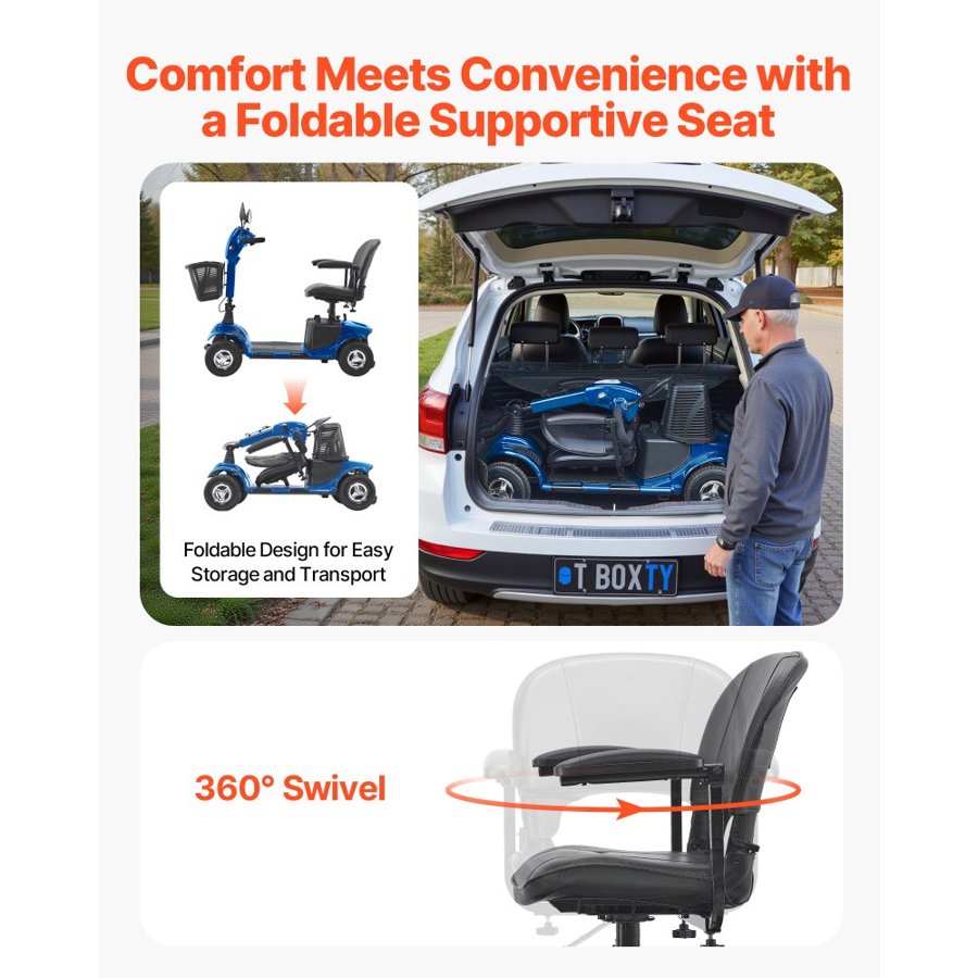 VEVOR 4 Wheel Folding Mobility Scooter – 25 km, 120 kg