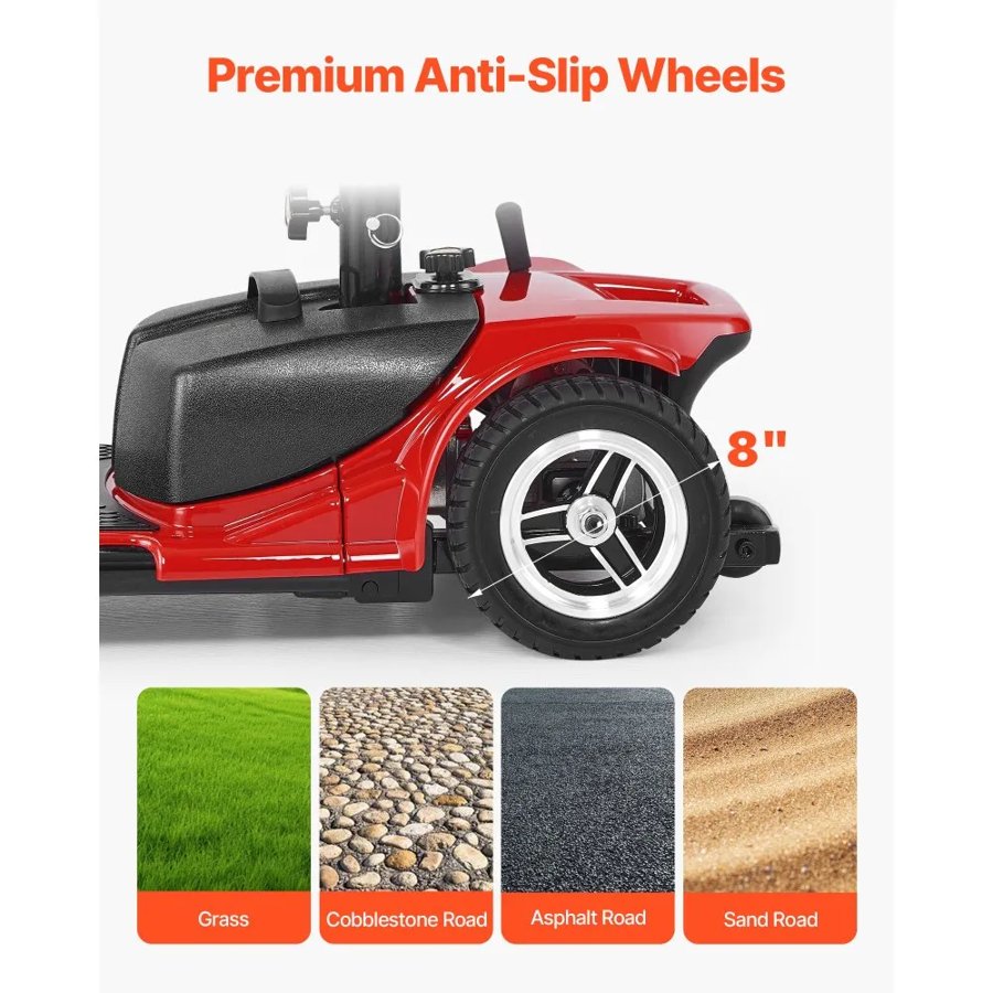 VEVOR 3-Wheel Electric Mobility Scooter for Adult & Seniors, Foldable Mobility Scooter with 20KM Long Range, All Terrain Travel Wheelchair with Anti-slip Wheels, 9° Climbing Capacity & 120kg Loading