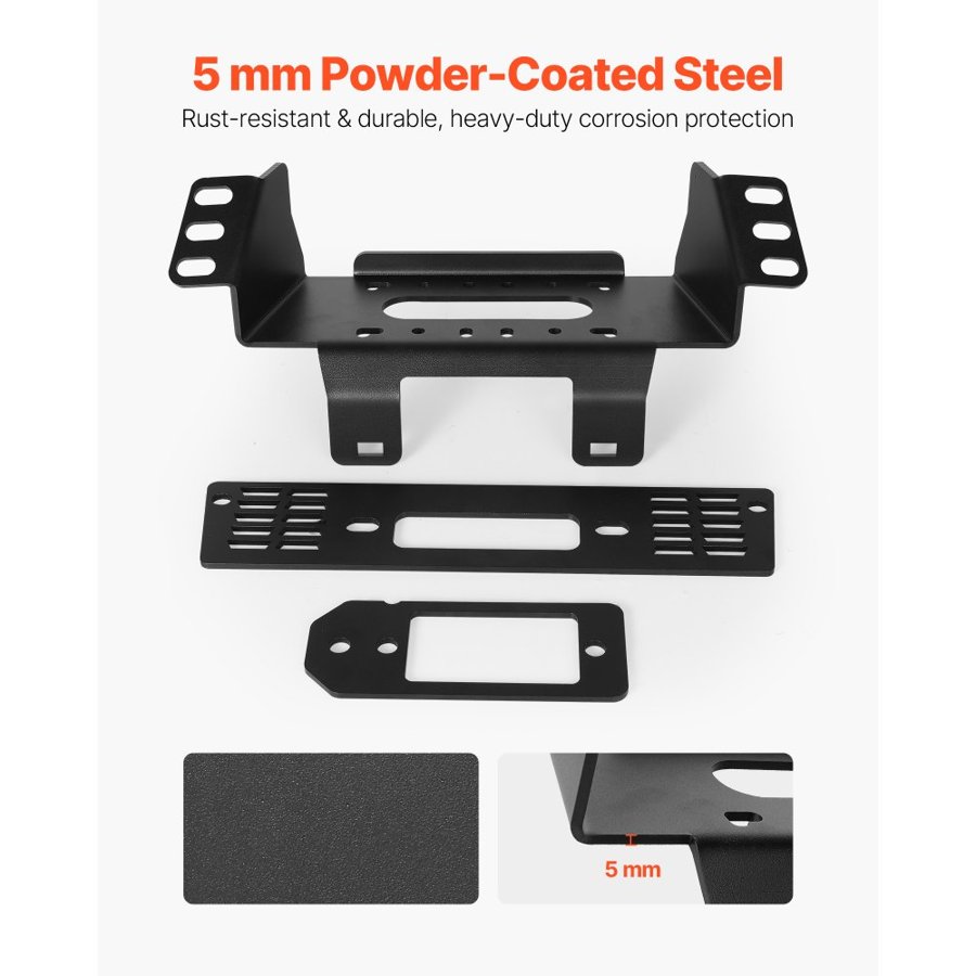 VEVOR Winch Mount, Winch Capacity of 907-1633 kg, Trailer Hitch Winch Mount for Select Polaris Ranger Models (2010-2021), 3 Mounting Hole Design, Powder Coated Steel, Fit for Muddy Road Rescue