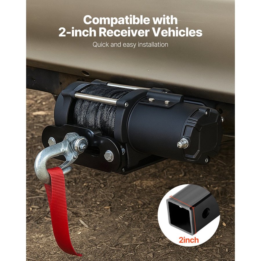 VEVOR 2" Receiver Winch Mount – 3600 Lbs, 5mm Thick Steel