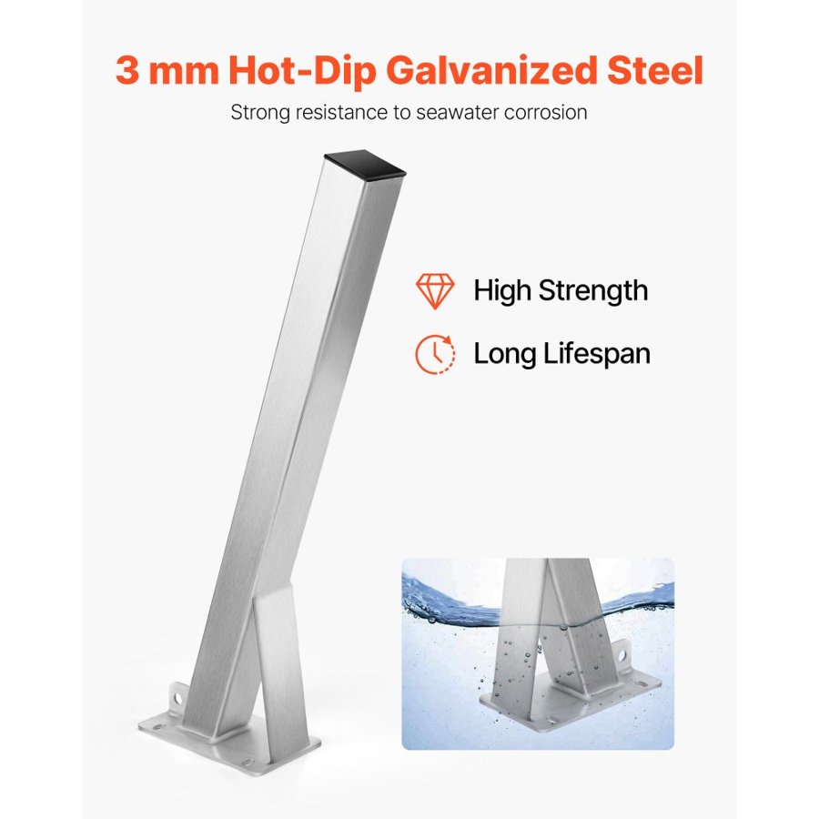 VEVOR Boat Trailer Winch Stand, 76 x 76 x 863 mm Winch Posts, Boat Winch Mount with U-Bolts for 76 mm W x 76-101 mm H Trailer Tongue, Galvanized, Fit for Jet Ski, Sailboat, Fishing Boat, Speedboat
