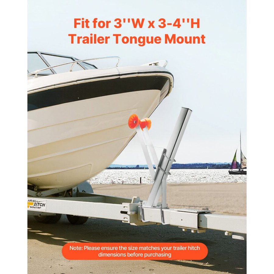 VEVOR Boat Trailer Winch Stand, 76 x 76 x 863 mm Winch Posts, Boat Winch Mount with U-Bolts for 76 mm W x 76-101 mm H Trailer Tongue, Galvanized, Fit for Jet Ski, Sailboat, Fishing Boat, Speedboat