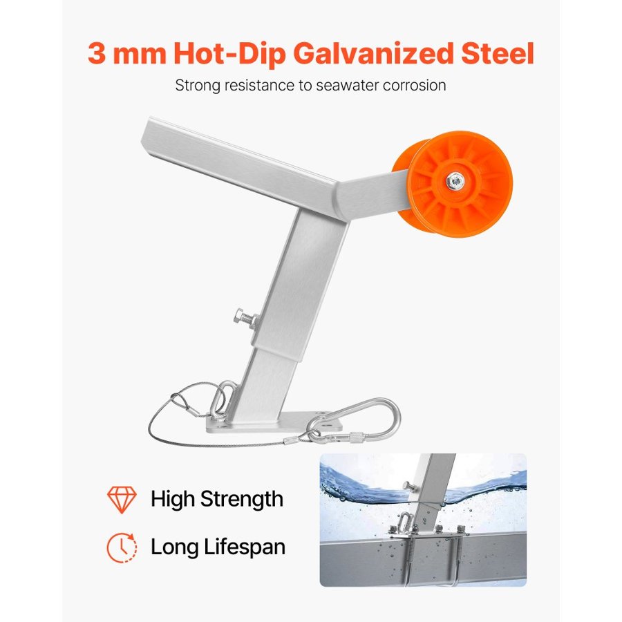 VEVOR Boat Trailer Winch Stand with Roller, Adjustable Height 365-548 mm, Boat Winch Mount with U-Bolts for 50.8-76.2 mm W x 76.2-101.6 mm H Trailer Tongue, Fit for Jet Ski, Sailboat, Speedboat