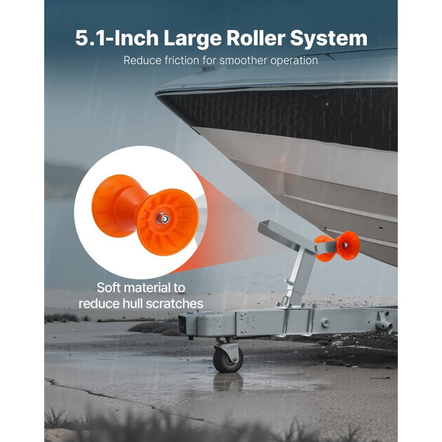 VEVOR Boat Trailer Winch Stand with Roller, Adjustable Height 365-548 mm, Boat Winch Mount with U-Bolts for 50.8-76.2 mm W x 76.2-101.6 mm H Trailer Tongue, Fit for Jet Ski, Sailboat, Speedboat