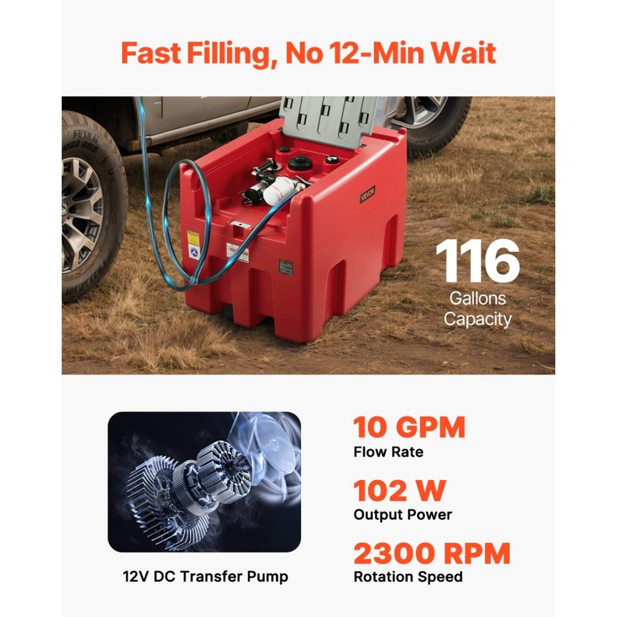 VEVOR Portable Fuel Tanks with Pump – 116-Gal Diesel & Gas