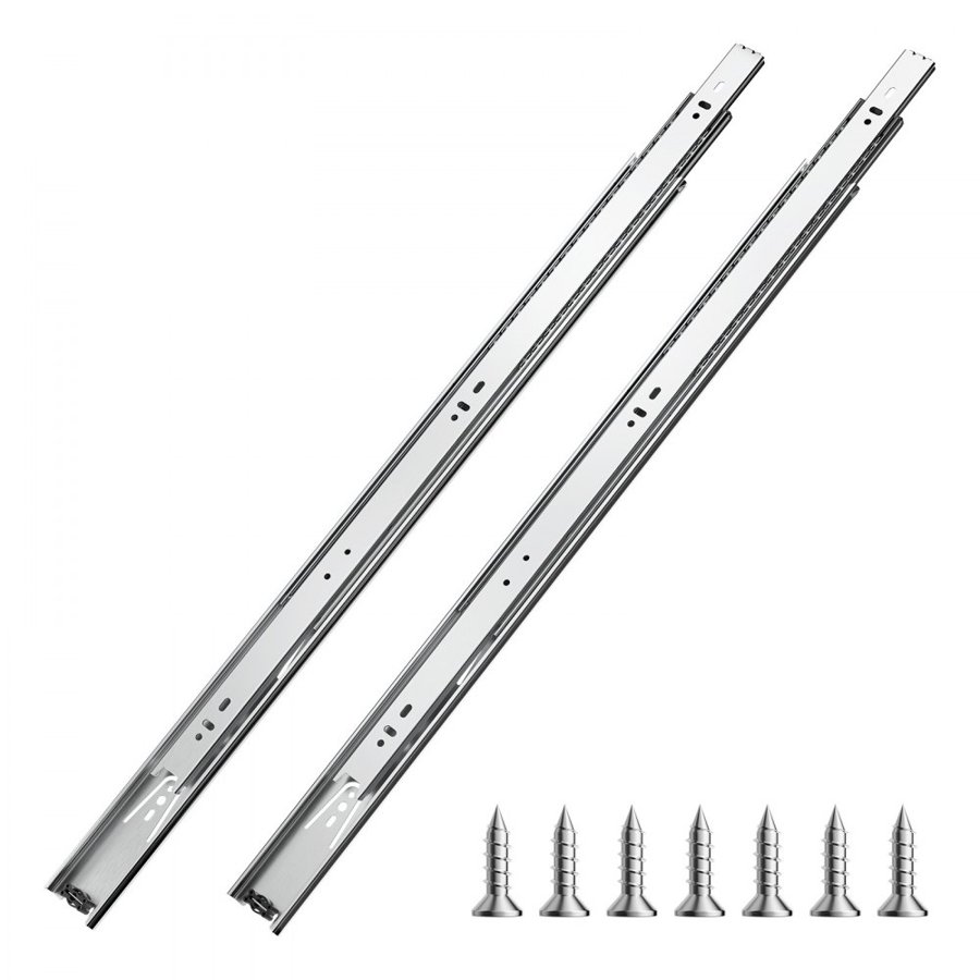 VEVOR Drawer Slides, 24 inch, 10 Pairs Full Extension Ball Bearing Cabinet Rails, 100 LB Load Capacity Heavy Duty Side Mount Dresser Drawer Slides, Drawer Track Runners for Kitchen DIY Replacement