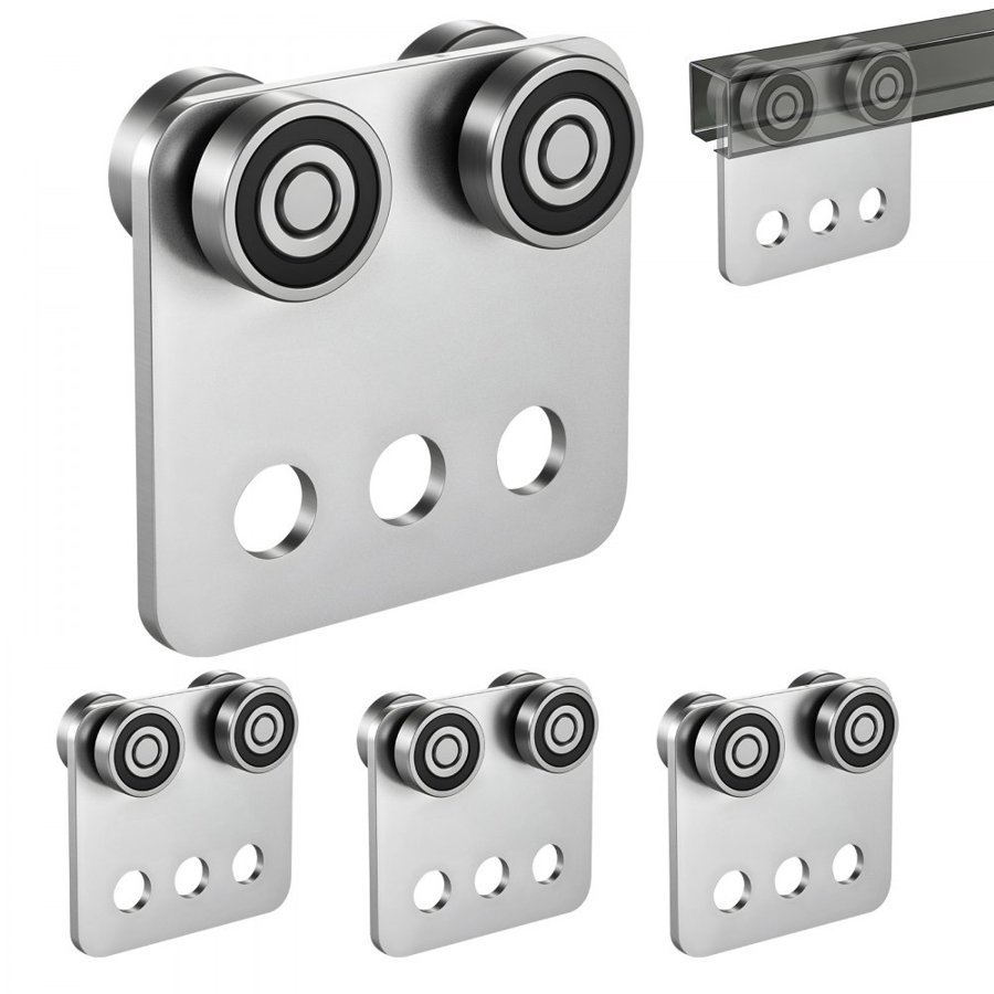 VEVOR 4 Wheel Trolley Assembly Rollers, 4 Pcs 499 kg Load, Dual Bearing Trolley Assembly for 1-5/8" Wide and All 1-5/8" or Taller Strut Channel, Heavy Duty Sliding Track System for Warehouse Garage