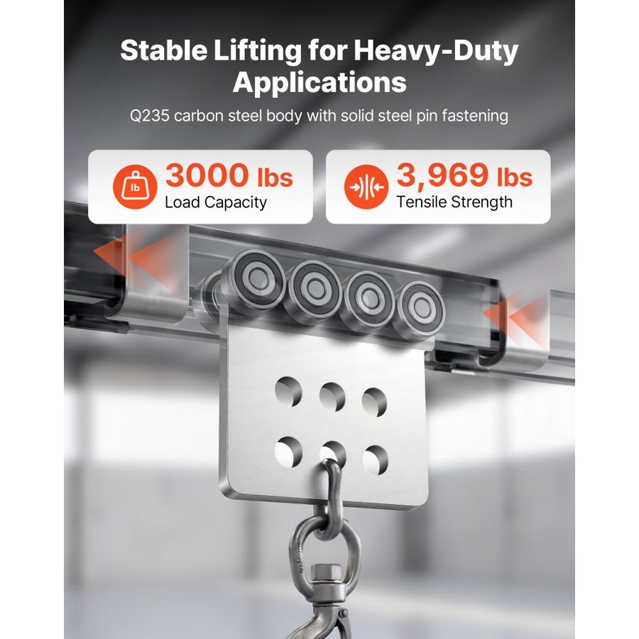 VEVOR 8 Wheel Trolley Assembly Rollers, 4 Pcs 1361 kg Load, Dual Bearing Trolley Assembly for 1-5/8" Wide and All 1-5/8" or Taller Strut Channel, Heavy Duty Sliding Track System for Warehouse Garage