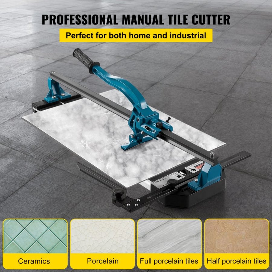 VEVOR 600 mm Tile Cutter Single Rail Double Brackets Manual Tile Cutter 1.5 cm Cap w/Precise Laser Manual Tile Cutter Tools for Precision Cutting