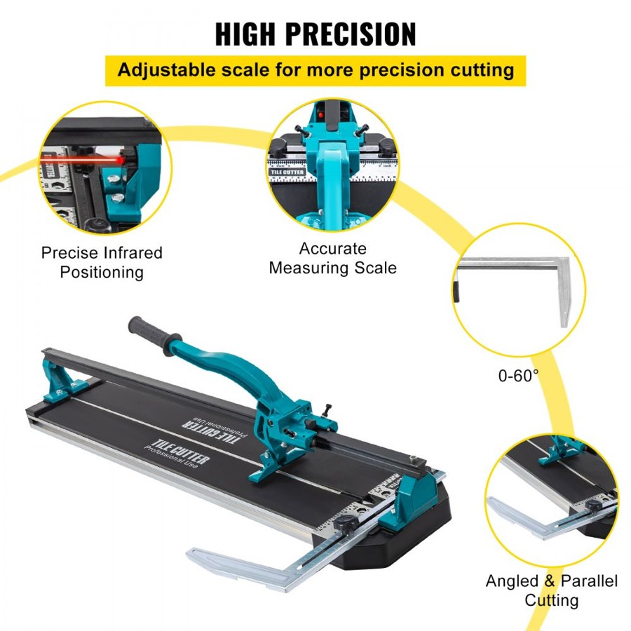 VEVOR 800 mm Tile Cutter Single Rail Manual Tile Cutter 3/5 in Cap w/Precise Laser Positioning Manual Tile Cutter Tools for Precision Cutting