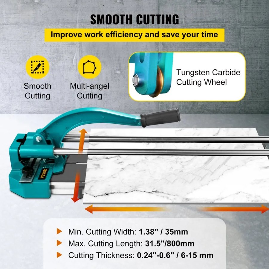VEVOR Manual Snap Cutter for Tile – 31" Double Rail, Laser