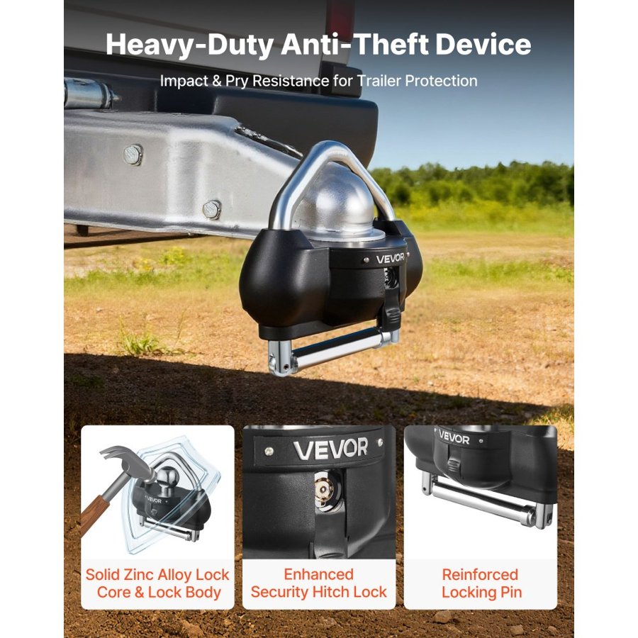 VEVOR Ball Hitch Lock For Trailer – 1-7/8", 2", 2-5/16"