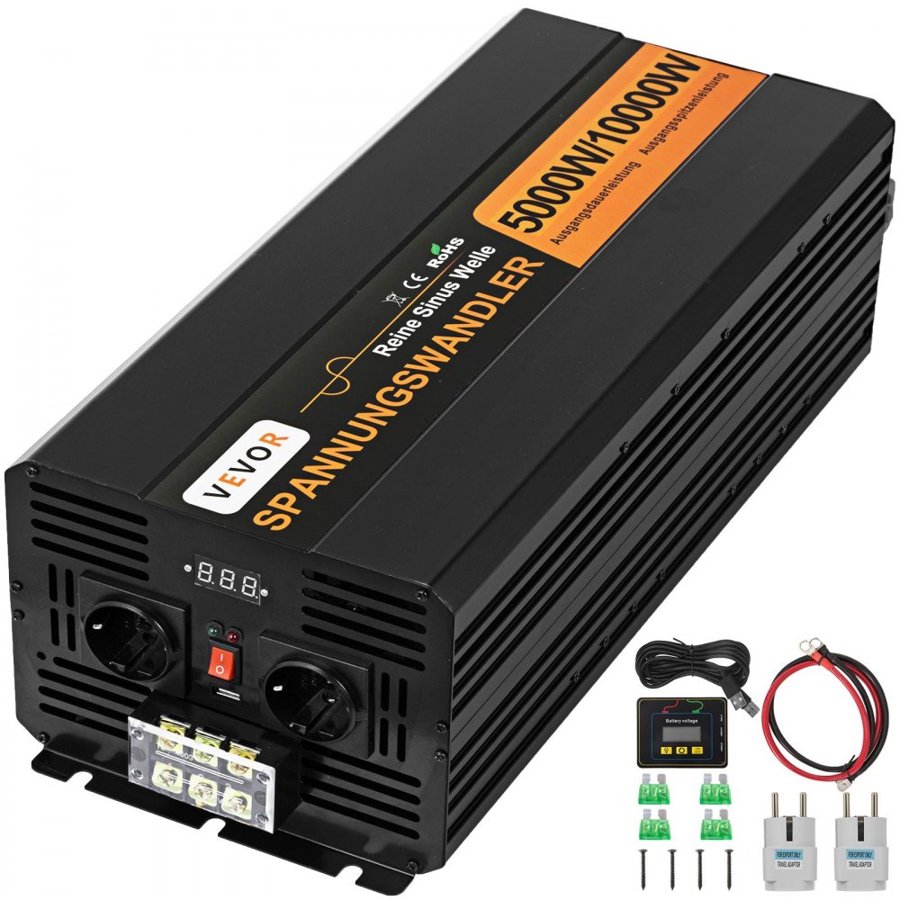 VEVOR 5000 Watt Pure Sine Wave Power Inverter – 10000W Peak